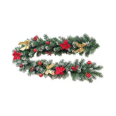 Hectarul - Ghirlanda de Craciun 180 cm verde cu funde aurii si Craciunite rosii - MagicHome